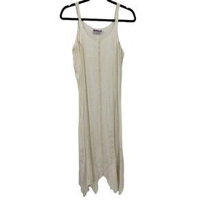 VINTAGE THE COUNTER FREE SIZE BOHO/ SLEEVELESS EMBROIDERED BEADEDBACK TIE VISCOS